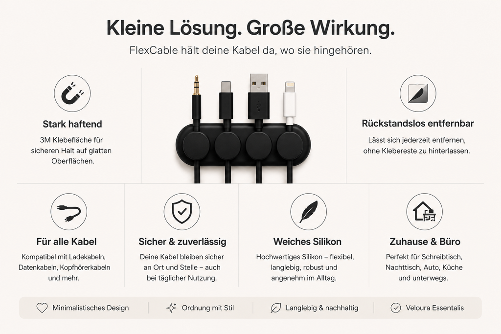 VeloCable - Selbstklebender Kabel-Organizer