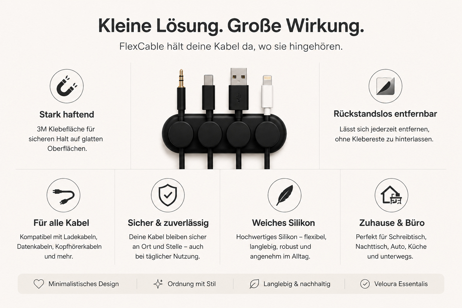 VeloCable - Selbstklebender Kabel-Organizer